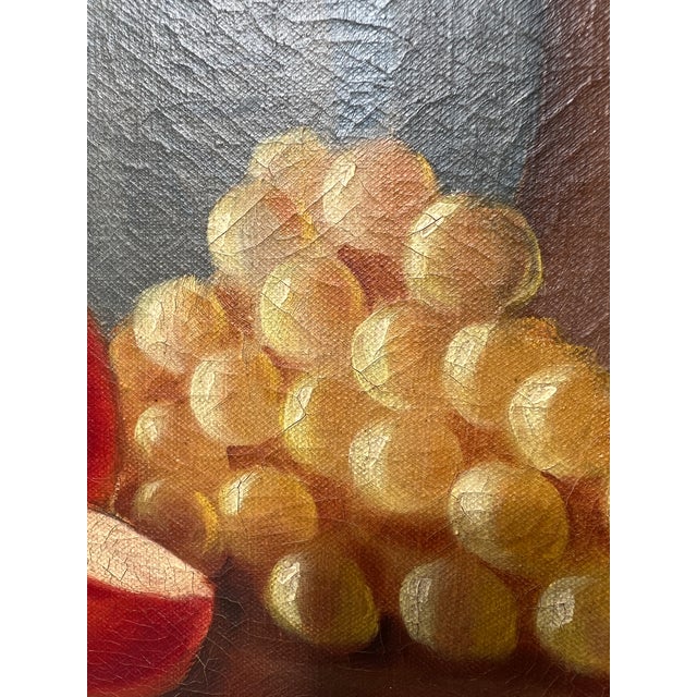 1950s Vintage Fruit Still Life Oil Painting in Gilt Frame, Signed For Sale - Image 5 of 14