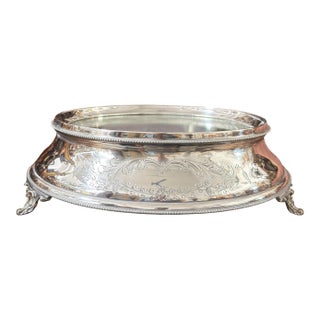 Antique Silver Mirrored Bureau Plateau Vanity or Cake Tray For Sale