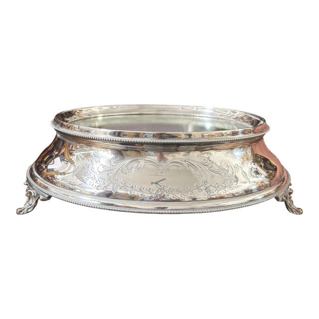 Antique Silver Mirrored Bureau Plateau Vanity or Cake Tray For Sale