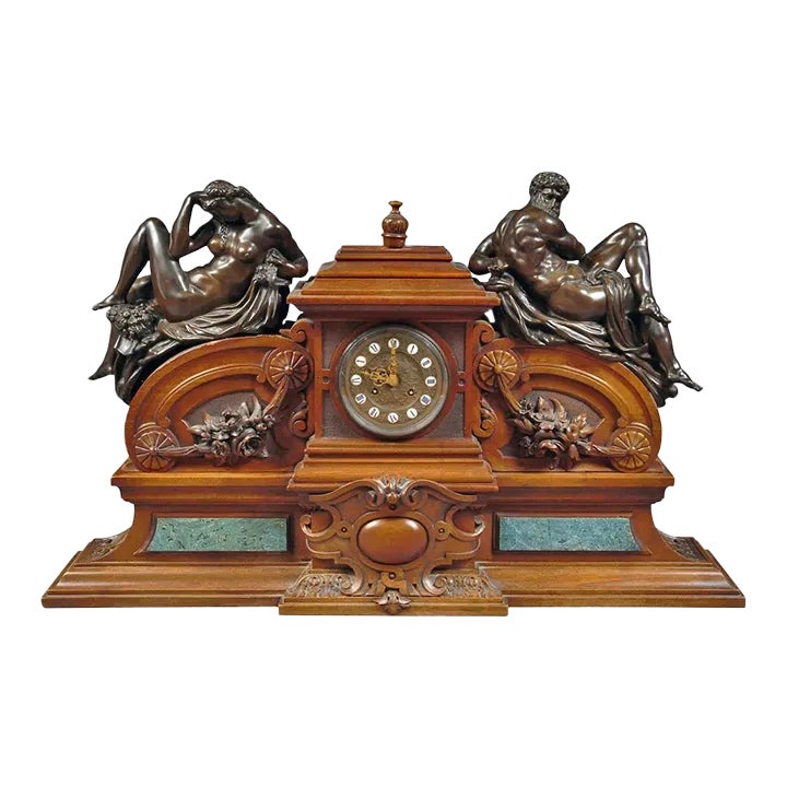 Large French Renaissance Revival Bronze Mounted Carved Walnut Mantel ...