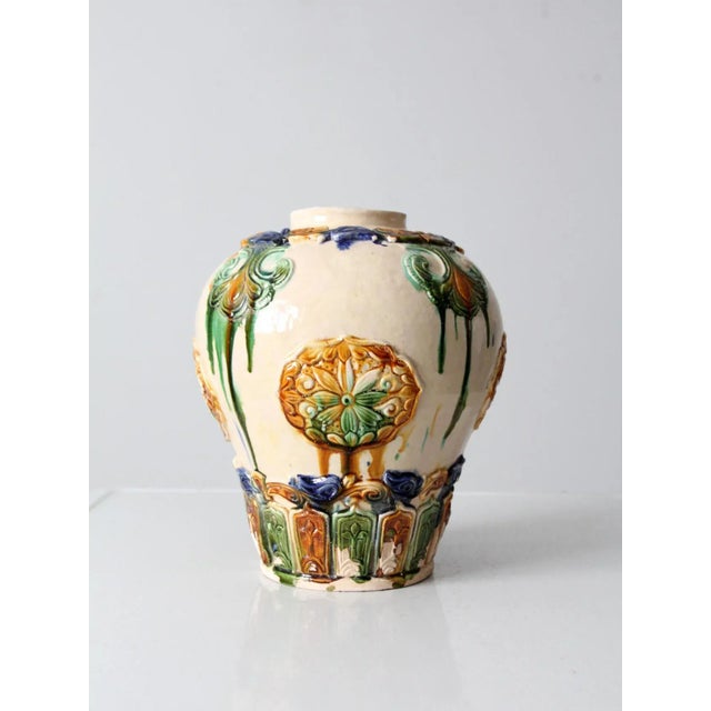 Vintage Tang Sancai Style Art Pottery Vase For Sale - Image 4 of 13