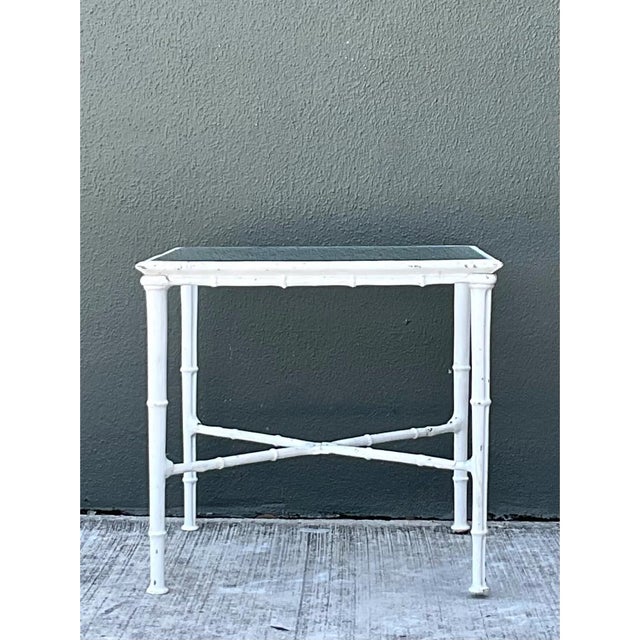Brown Jordan Vintage Brown Jordan “Calcutta” Metal and Glass Side Table For Sale - Image 4 of 13