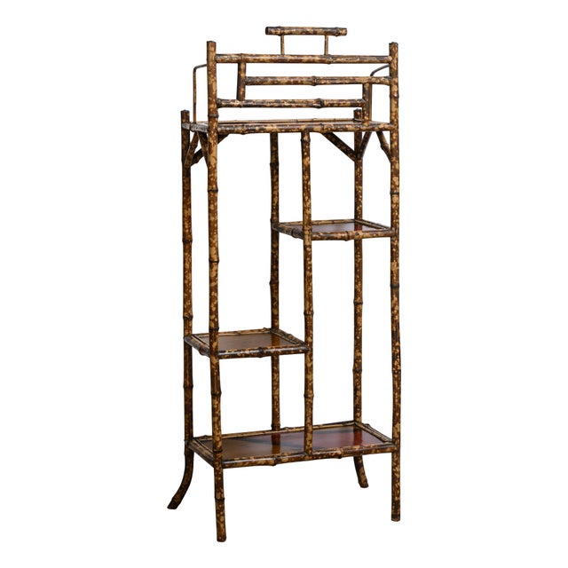French Tortoiseshell Bamboo & Lacquer Chinoiserie Bookcase Etagere For Sale - Image 11 of 11