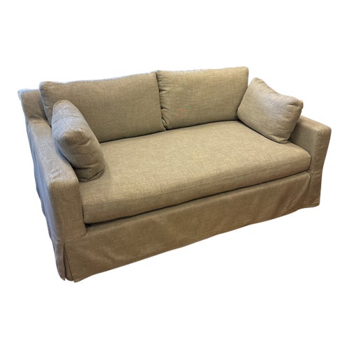 Restoration Hardware Belgian Track Arm Bench-Seat Linen Slipcover