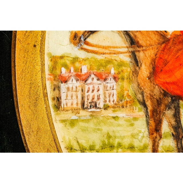 Exquisite Rare Pair Victorian Antique Portrait Miniature Paintings English Country Horse Equestrian Theme For Sale In New York - Image 6 of 16