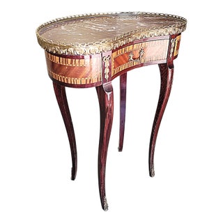 1950s French Kidney Shaped Marble Top Side Table For Sale