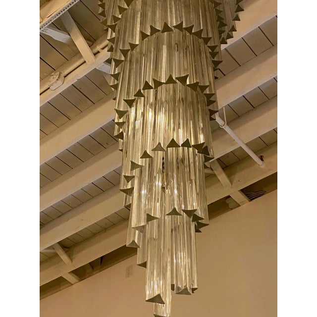 1960s Italian Mid-Century Spiral Glass Chandelier For Sale - Image 5 of 10