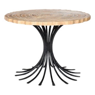 Contemporary Ironies Aslo Wrought Iron and Faux Wood Center Table For Sale