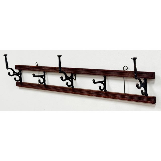 Early 20th Century Vintage Collapsible Wood and Cast Iron Wall Hook For Sale - Image 5 of 7