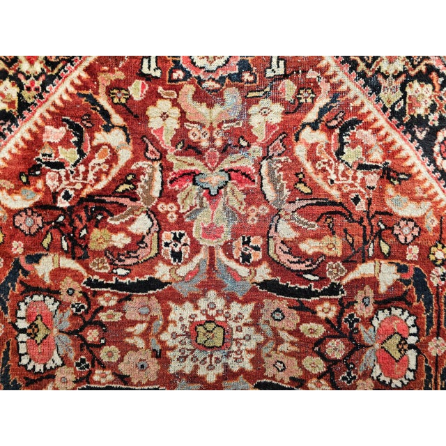 Vintage Persian Mahal Sultanabad Rug, Hand-Knotted Wool, Geometric Pattern, 9x13, Rust-Red & Navy For Sale - Image 13 of 17