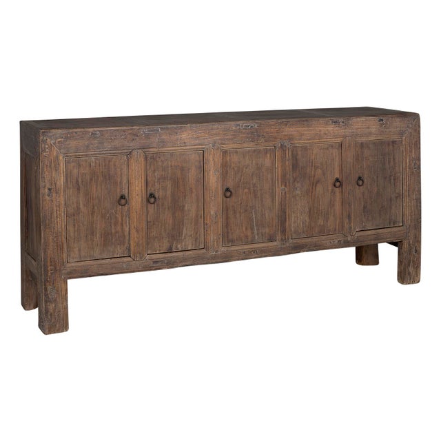 Late 20th Century Five Door Elm Server in Original Patina For Sale - Image 4 of 10