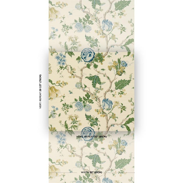 Printed on textured wallpaper, this midscale tree of life pattern authentically reproduces a late 19th-century original....