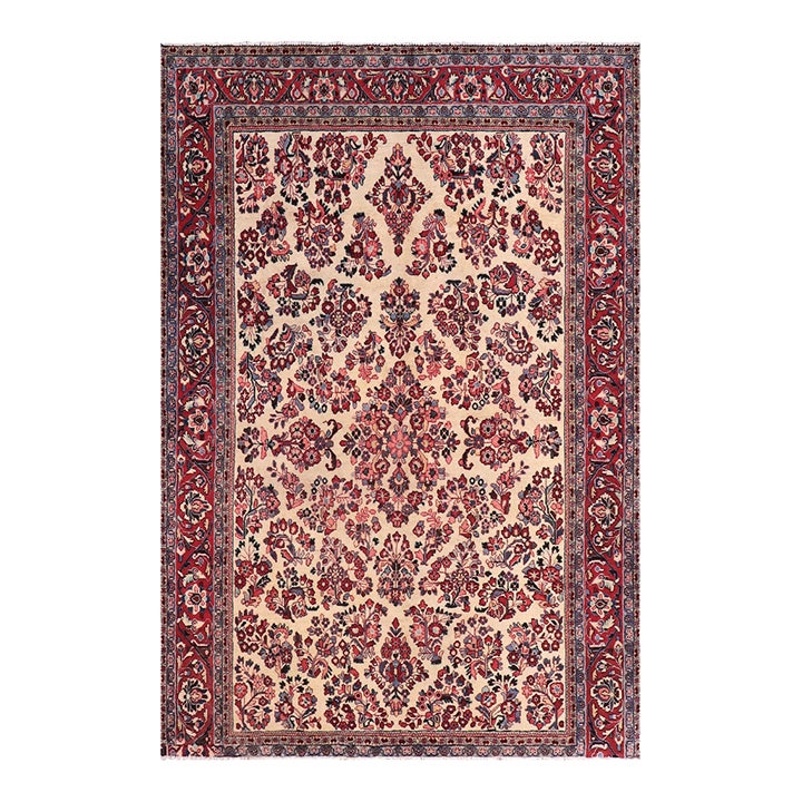 Boho Chic Persian Beige/Red Wool Rug - 6'2'' X 8'8'' | Chairish
