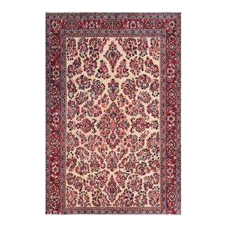 Boho Chic Persian Beige/Red Wool Rug - 6'2'' X 8'8'' For Sale