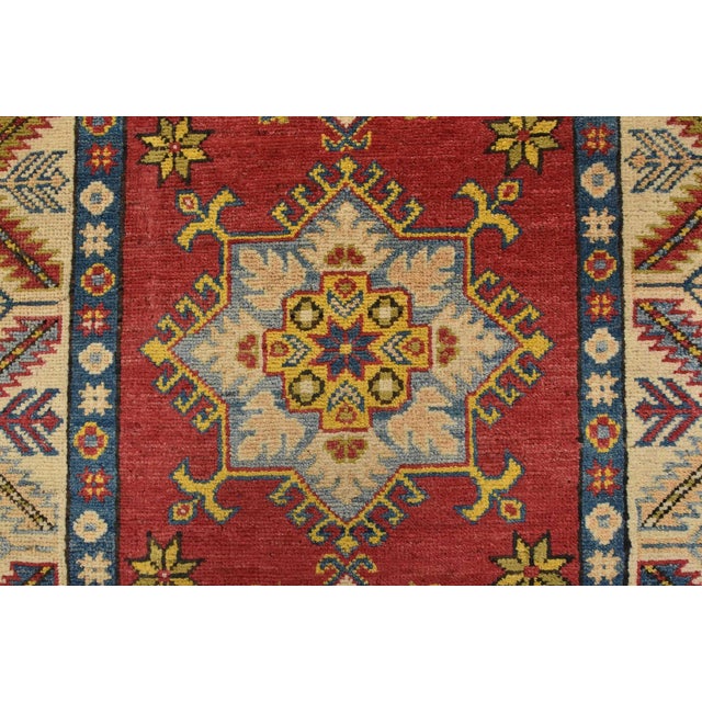 Red Kazak Runner 2’10” X 9’9” Red Wool Tribal Hand-Knotted Oriental Rug For Sale - Image 8 of 13