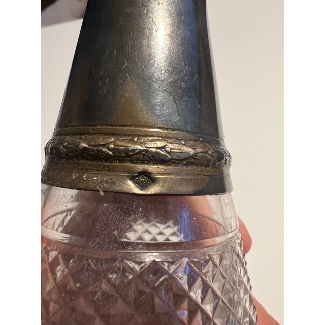 Vintage French Silver & Crystal Decanter / Cruet For Sale - Image 4 of 10