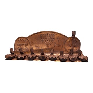 Rare 1909 Tobias Cohen Menorah Set Smithsonian Match Patented Oil & Candle Lamps For Sale