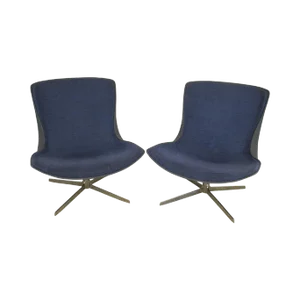Monica Forster for Bernhardt Chrome Base Swivel Vika Lounge Chairs - a Pair
