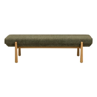 Julianna Green Textured Fabric Bench For Sale