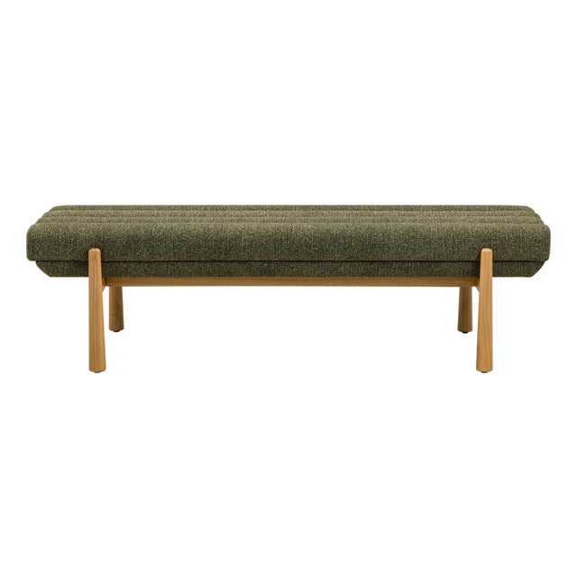 Julianna Green Textured Fabric Bench For Sale