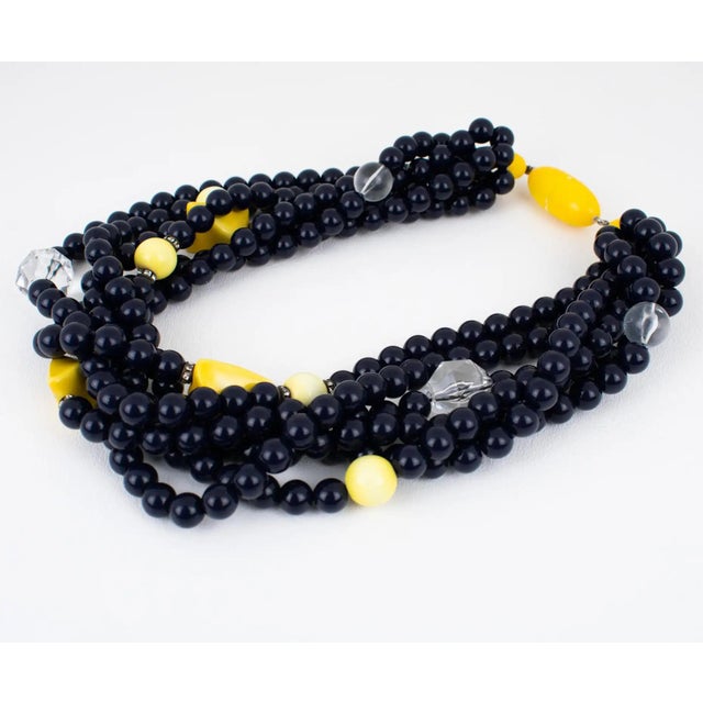 Plastic Angela Caputi Black and Yellow Multi-Strand Resin Choker Necklace For Sale - Image 7 of 10