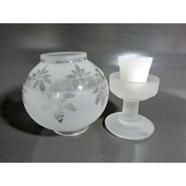 Vintage 1980s English Traditional Dartington Etched Glass Candle Holder / Lantern For Sale - Image 4 of 6
