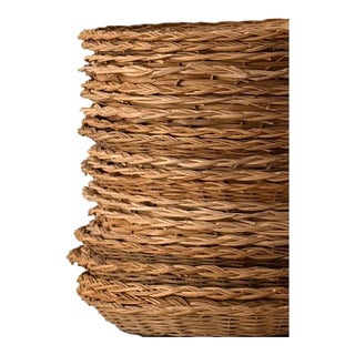 Vintage Woven Wicker Charger Plates — Set of 22 For Sale