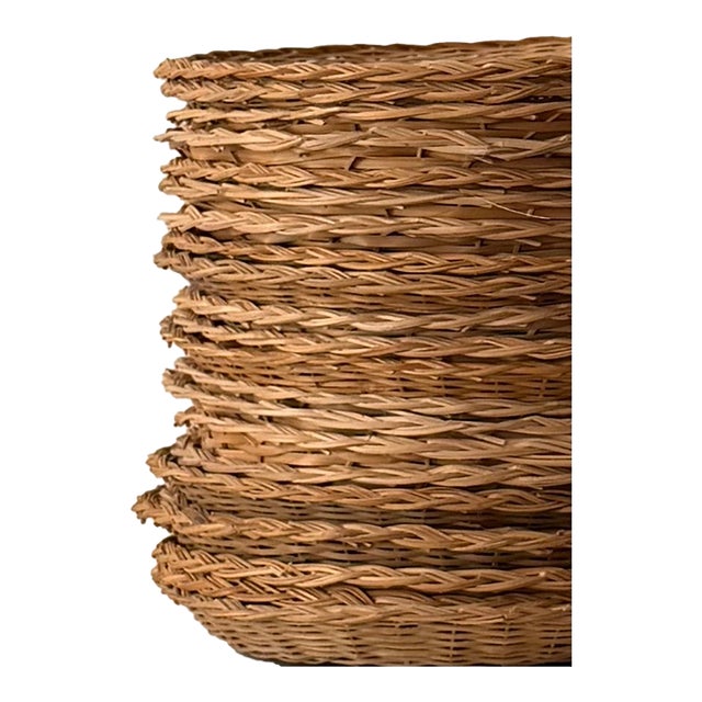 Vintage Woven Wicker Charger Plates — Set of 22 For Sale