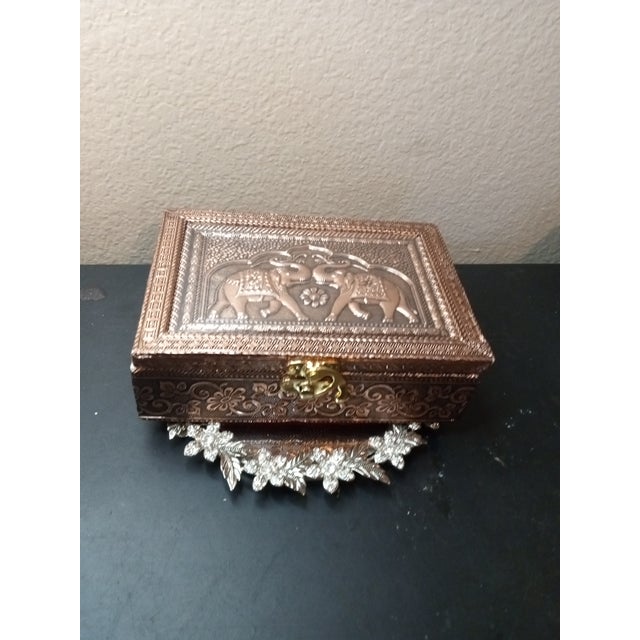 1980s 1980s Copper Finish Elephant Motif Nut Box From India For Sale - Image 5 of 6