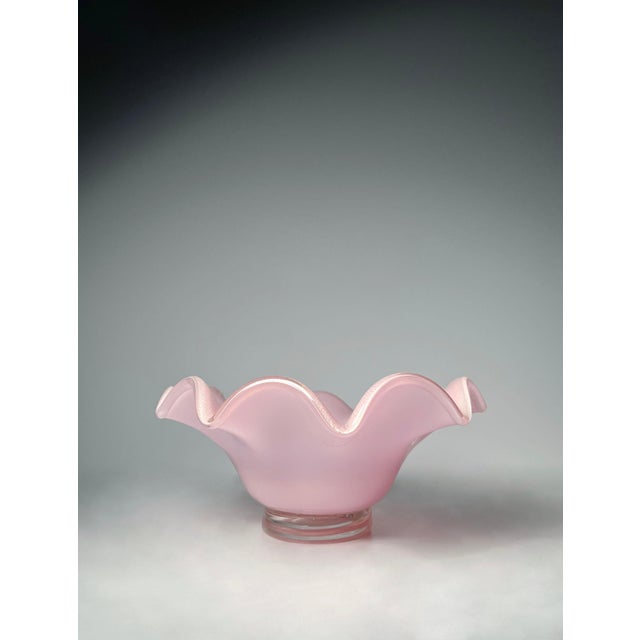 A Large Vintage Murano Glass Pink Oval Bowl by Barovier & Toso For Sale - Image 4 of 5