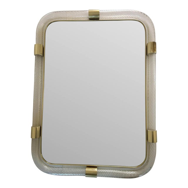 Glass Scenographic Italian Torciglione-Torchon Murano Glass Wall Mirror by Simoeng for Simoeng For Sale - Image 7 of 7