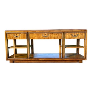 Mid Century Drexel Heritage Campaign Open Shelf Console or Sideboard For Sale