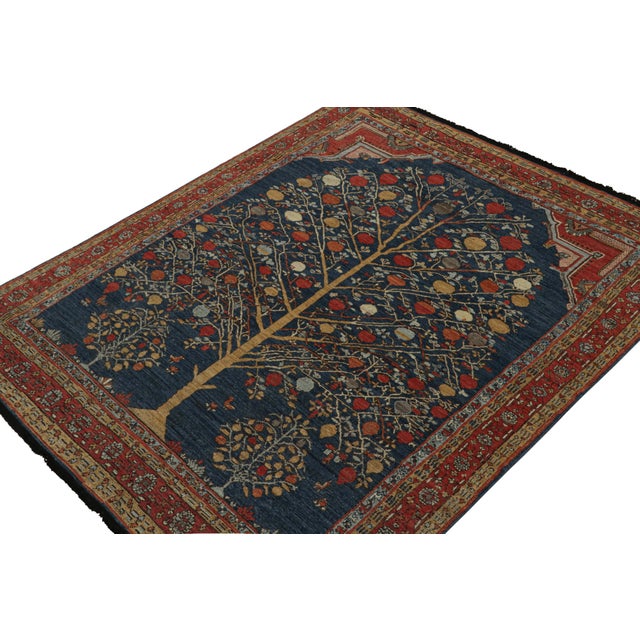 Rug & Kilim 2010s Rug & Kilim’s Antique Persian Style Rug in Red, Blue & Gold Pictorials For Sale - Image 4 of 7