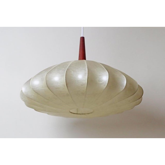 Brown Cocoon Flower Pendant Lamp attributed to Friedel Brauer for Goldkant, 1960s For Sale - Image 8 of 16