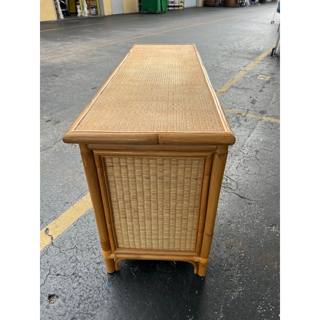 Vintage Bamboo Media Console or Sideboard For Sale - Image 4 of 6