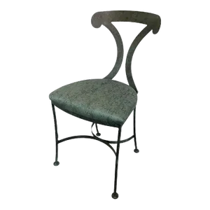 1990s Green Steel Patinated Klismos Chairs - A Pair