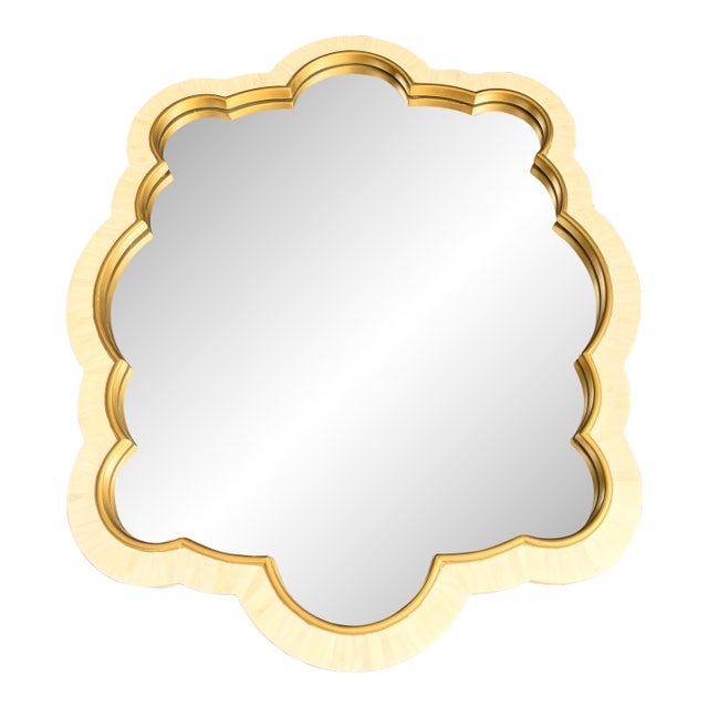 Gabby Home White Faux Horn Scalloped Mirror For Sale