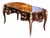 French Rococo Executive Desk – Large Brown Desk With Glass Top, 5 Drawers, Gold Leaf & Bronze Details For Sale