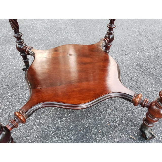 1930s Regency Style Mahogany Tiered Tea Table With Ball Claw Feet For Sale - Image 4 of 10