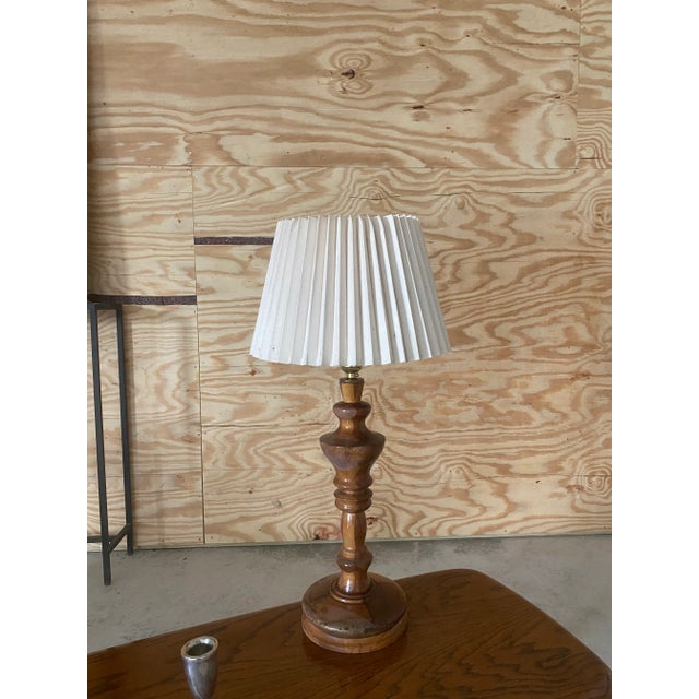 Charming Carved Wood Turned Lamp For Sale - Image 6 of 10