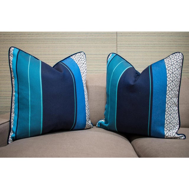 2020s Custom Striped Pillows - a Pair For Sale - Image 5 of 5
