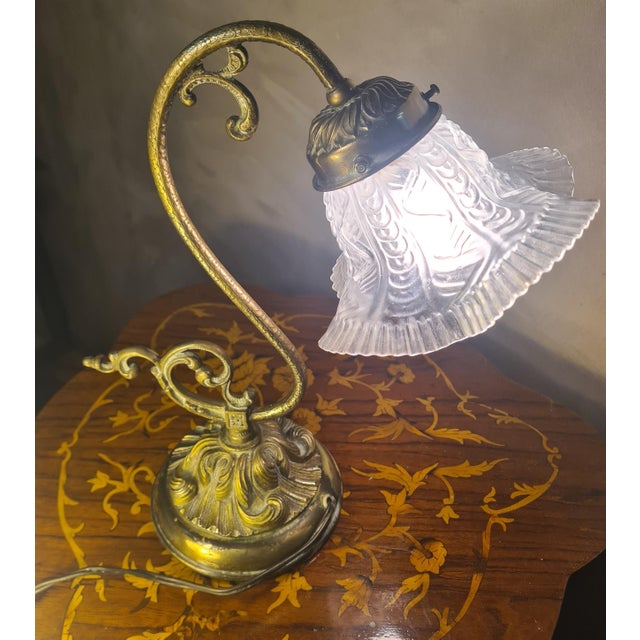 Desk or Bedside Lamp in Chased Bronze, 1900s For Sale - Image 3 of 9
