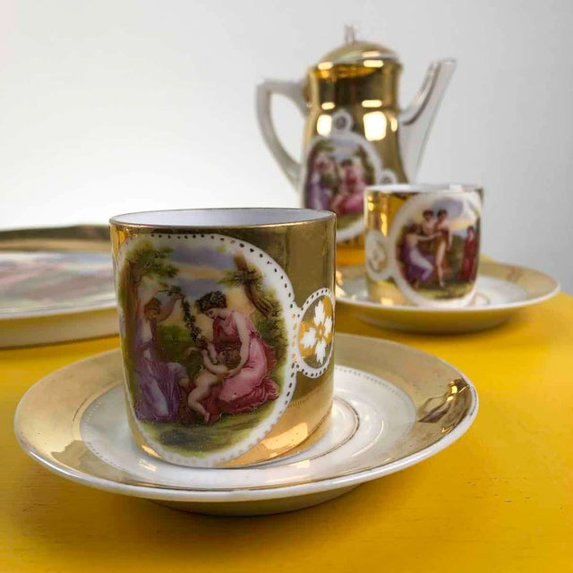 Viennese Porcelain Service with Golden Decorations, Set of 6 For Sale - Image 5 of 17