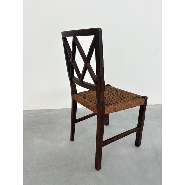 Brown Mid-Century Wood and Rope Chairs in the style of Paolo Buffa, Italy, 1940, Set of 6 For Sale - Image 8 of 11