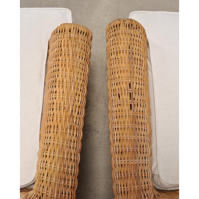 Late 20th Century Organic Modern Woven Rattan Wicker Lounge Chair and Settee For Sale - Image 5 of 18