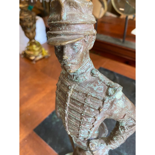 1970s 1970s Military Soldier Bronze Sculpture on Stand For Sale - Image 5 of 6