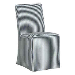 Stoffer Home x Cloth & Company Lindy Slipcover Dining Chair in Jane Stripe Denim For Sale