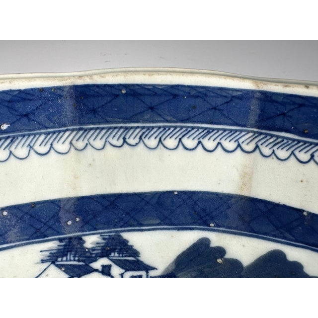 Blue Antique Chinese Canton Blue & White Vegetable Dish, c. 1860 For Sale - Image 8 of 10