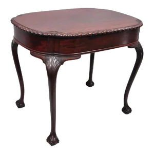 Antique Chippendale Style Rope Carved Mahogany Ball and Claw Parlor Side Table