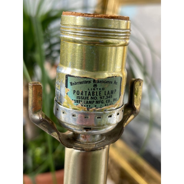 Brown 1960s Pair of Walnut & Metal Laurel Lamps For Sale - Image 8 of 11